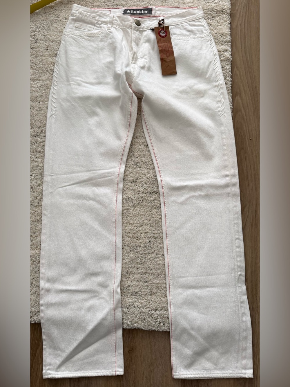Andrew Buckler Men’s White Jeans Size 33 Straight Leg 100% Cotton Rare NWT